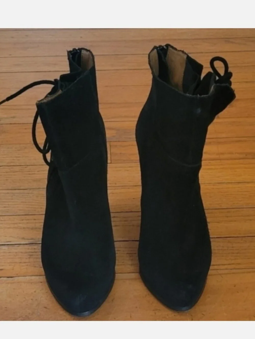 JAMBU Suede Leather Black Wedge Ankle Booties Size 39 8.5